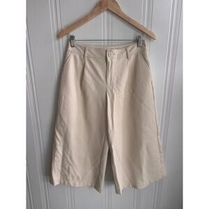 By Anthropologie Faux Leather Culotte Pants Cream Women's Size 2 Wide Leg